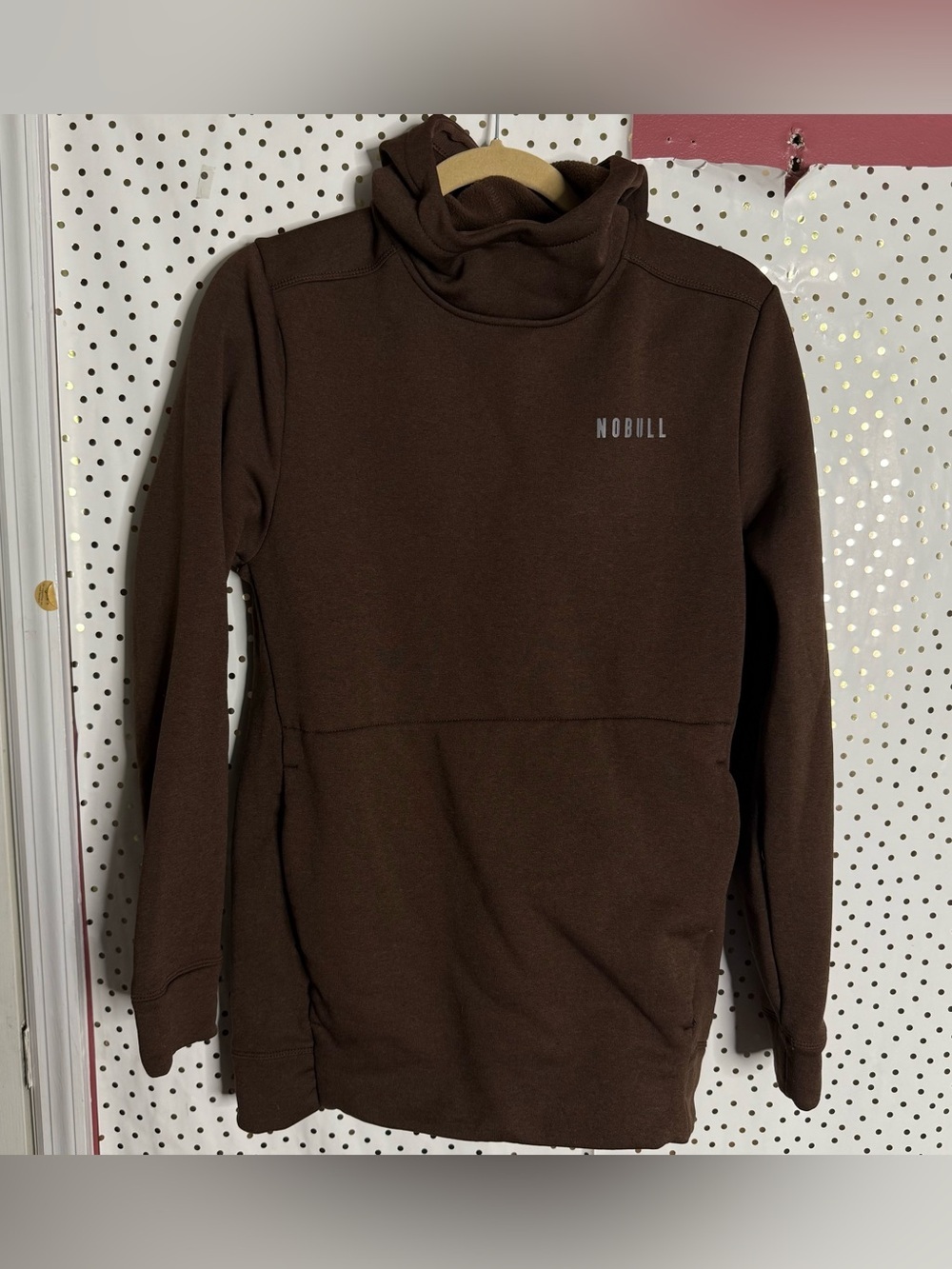 NOBULL Brown Fleece Hoodie with Subtle Branding